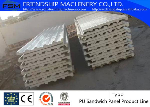 5 Ribs Covered 1000mm PU Sandwich Panel Production Line With Double-Belt Conveyor