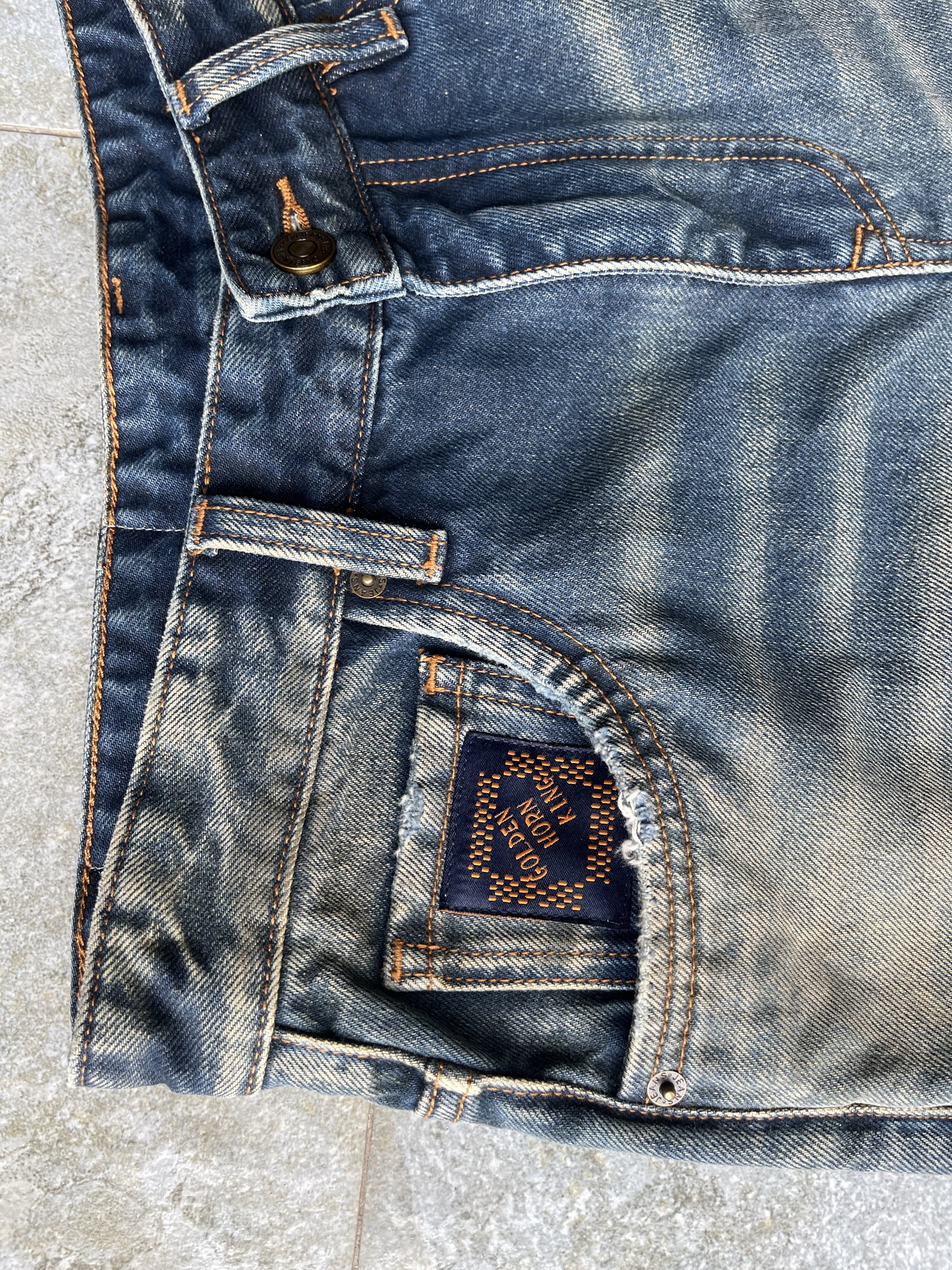 Sandblast Men's Jeans Flare Bootcut Distressed Denim Jeans Frayed Rip