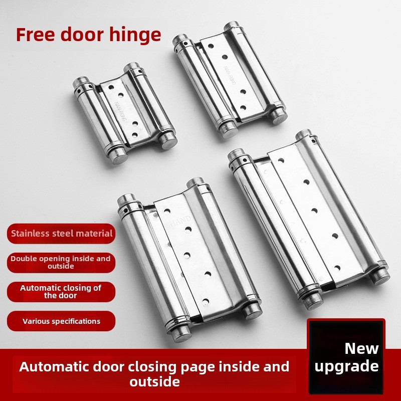 Modern Double-Open Automatic Closing Adjustable Stainless Steel Door Spring Hinge 110 Opening Angle Wall Mount