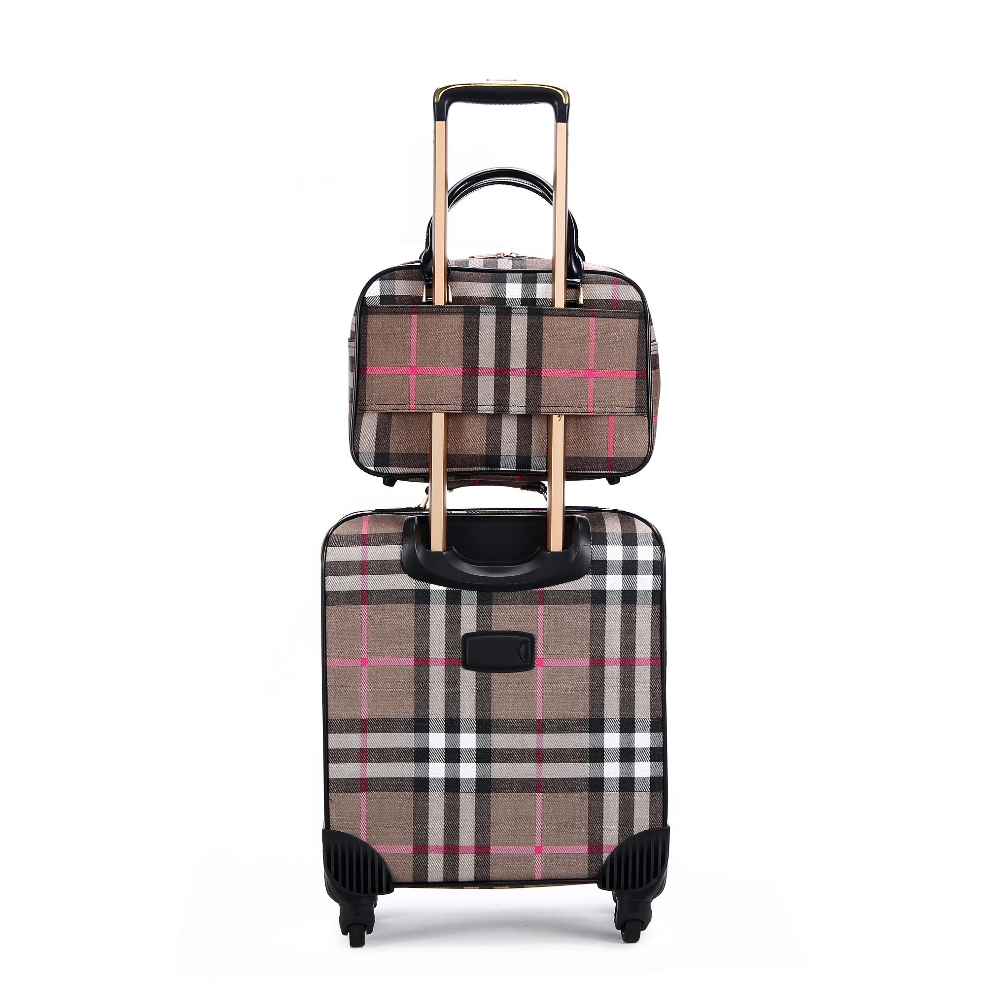 Unisex High Quality Aluminum Rod Trolley Suitcase New Design Leather Luggage with Spinner Caster PU Large Capacity Carry-On Set