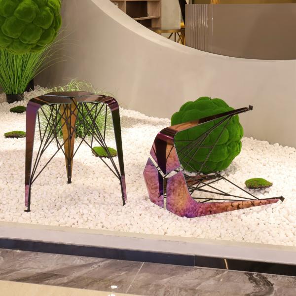 Modern Unique Stool Cafe Bar Home Portable Dining Chair Stool Stainless Steel Colorful Stool