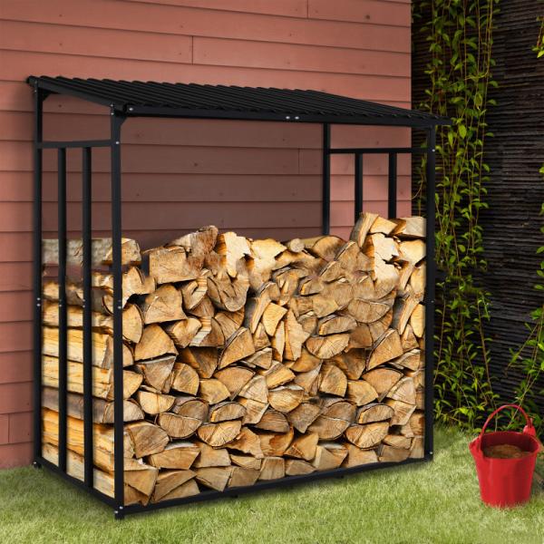 Indoor outdoor durable firewood holder accessories vertical wrought iron portable firewood log rack stand with cover