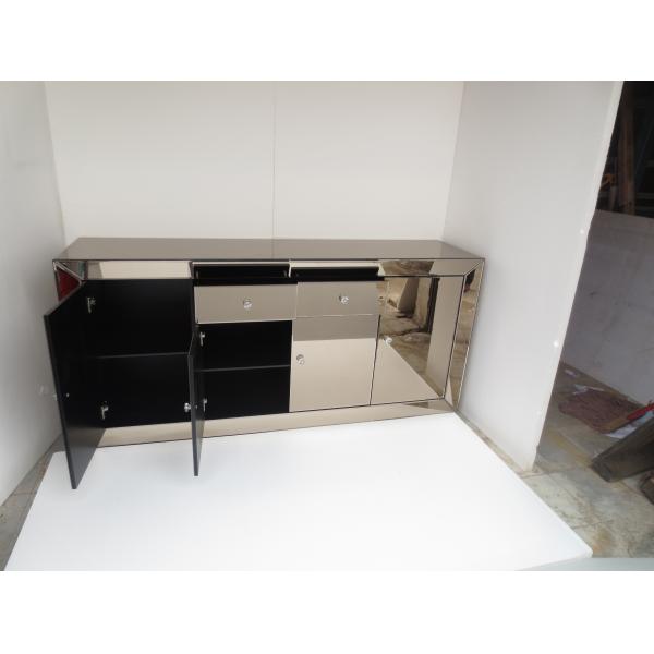 Popular Hotel Mirrored Glass TV Cabinet , Black Mirrored Corner TV Cabinet
