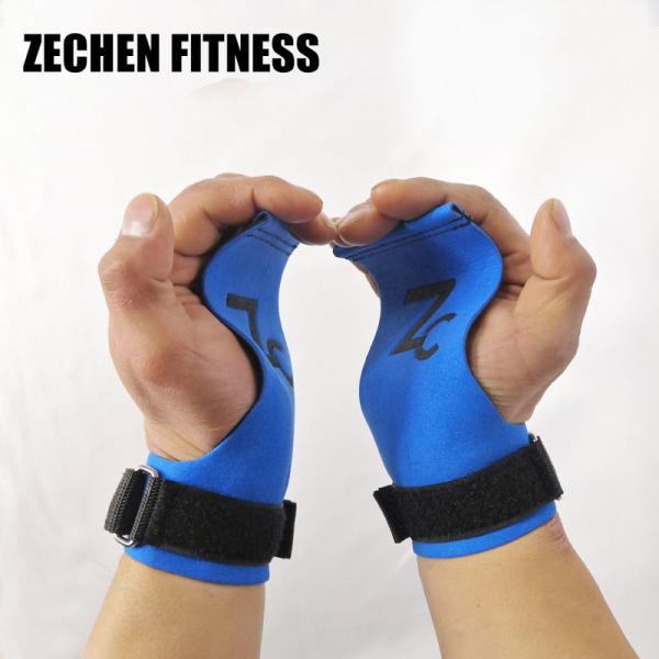 Blue Ethos Leather Hand Grips Suede Microfiber Crossfit Lifting Gloves Palm Protect