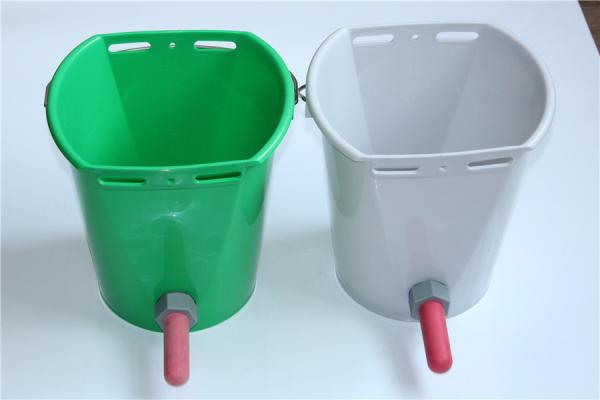 Sturdy Green/Gray 1.5 Gallon Calf Feeding Bucket with Removable Nipple and Graduated Scale