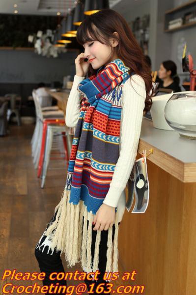 Fashion Accessory New Style Knitting Scarf Loopschal Wave Knit Scarf, Crocheted Ruffle Sca