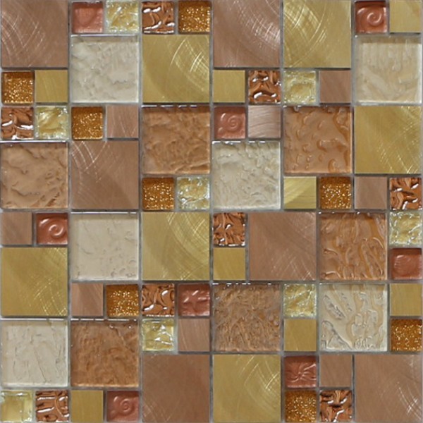 300x300mm glass mosaic tile sheets,aluminum mosaic wall tile,golden color