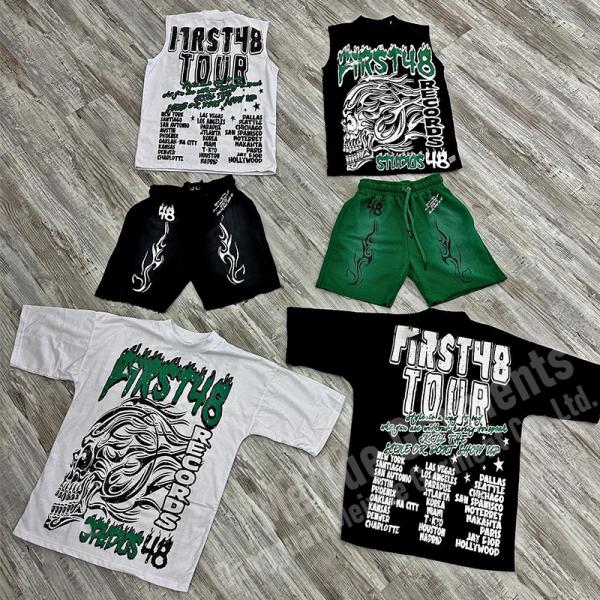 Traje callejero de verano personalizado Casual Shorts sin mangas Conjuntos de manga corta Camiseta de algodón Shorts Tracksuit Conjuntos de 2 piezas para hombres