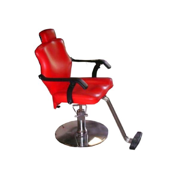 Hydraulic Pump Red Barber Chairs Round Base For Cutting Hair , Pu Armrest