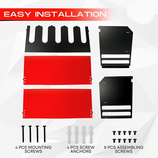 Carbon Steel 3 Tiers Power Tool Organizer With 5 Slots Drill Holder Wall Mount Heavy Duty Metal Tool Shelf