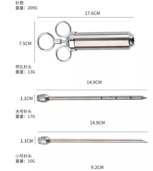 Outdoor Stainless Steel Turkey BBQ Tools And Accessories Injector Marinade Set