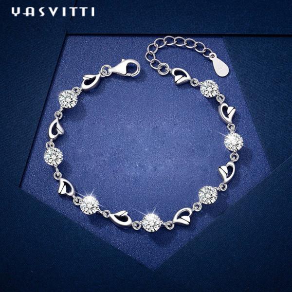 7.9in 4.6g Sterling Silver Jewelry Bracelets Sterling Silver Heart Bracelet ODM