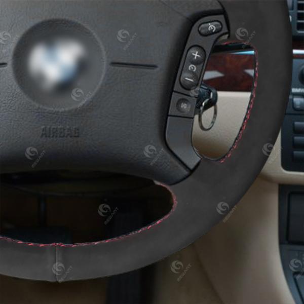 ONE Car ONE Template Black Suede Steering Wheel Wrap for BMW E46 318i 325i E39 E53 X5