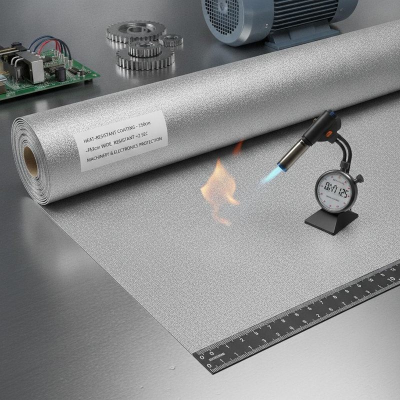 150cm width heat resistant coating featuring flame resistance below 2 second perfect for machinery protection and electronics