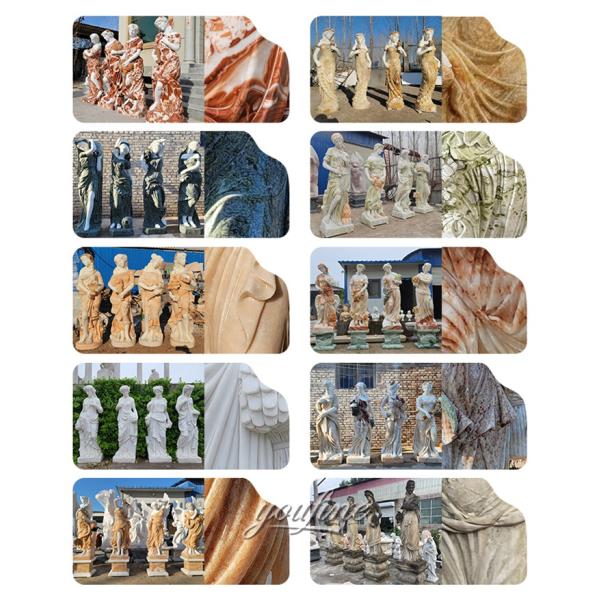Custom Elegant Hand Carved Four Season Goddesses Marble Statue Sculpture