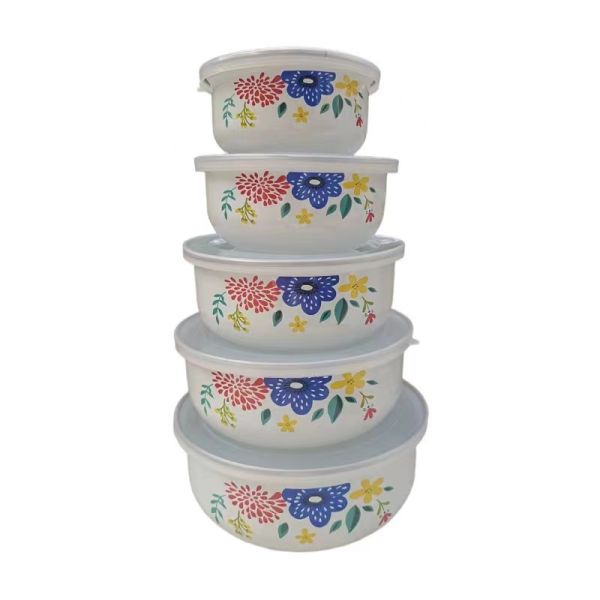 Carbon Steel Enamel Decal Food Storage Sublimation Bowl Custom Logo EU FDA Certified