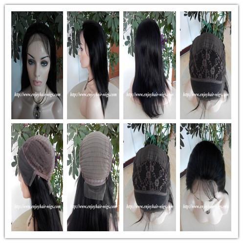 100% Human hair lace front wig indian remy silk straight hair,120%-180% density,1b#color.