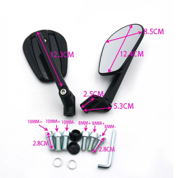 Replace/Repair Purpose Carbon Fiber Motorcycle Wind Wing Mirrors with Modified Design