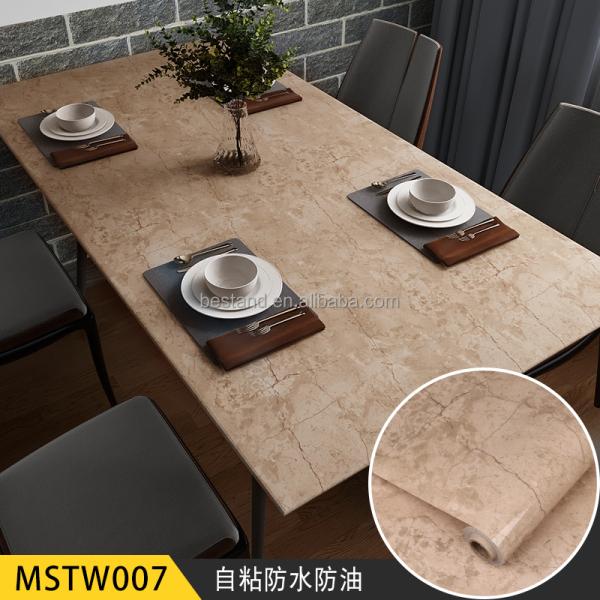 Apartment Cream Marble Effect Wallpaper Bedroom 60cm*10m Moisture Proof