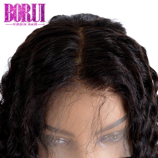 Unprocessed Human Hair Lace Front Wigs Deep Wave Natural Straight Medium Cap Size