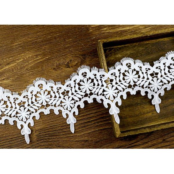 Wedding Guipure Polyester Lace Trim Azo Free DTM Dyeing Color For Bridal Dress