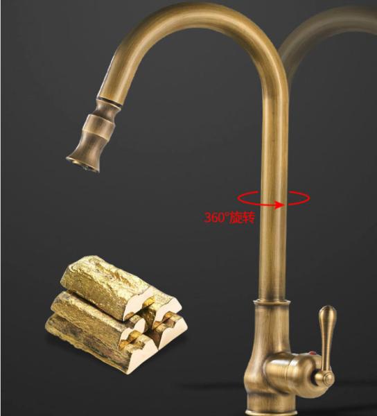 antique brass OEM Bronze CE Retro Bathroom Pull out Sink Faucets