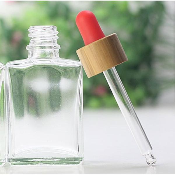 бамбуковая косметическая упаковывая бутылка капельницы плоской формы 30ml стеклянная