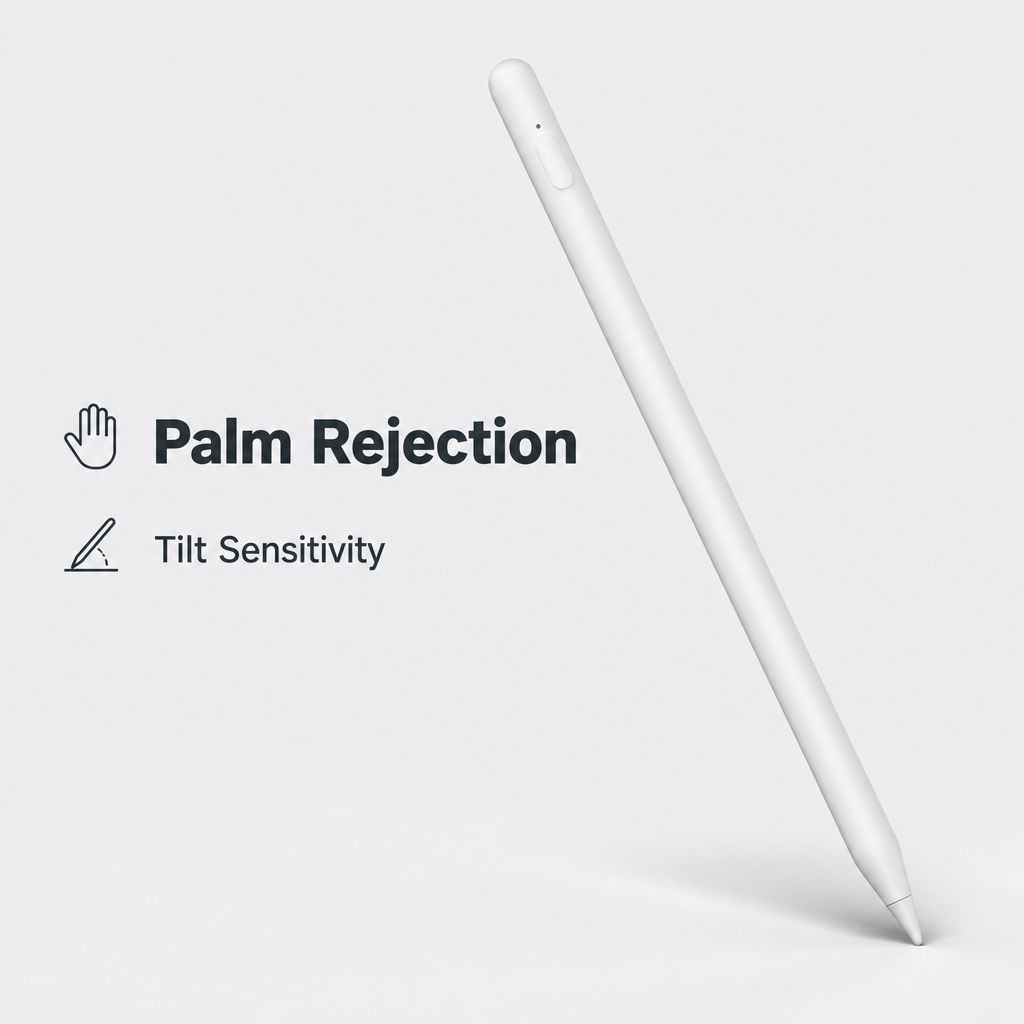 Active Stylus Pen for iPad Palm Rejection Tilt Sensitivity Bluetooth Magnetic Type-C Rechargeable Pencil 2018-2026 White