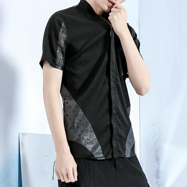 Summer Short Sleeve Mens Fashion Casual Shirts / Business Work Shirts With Zipper