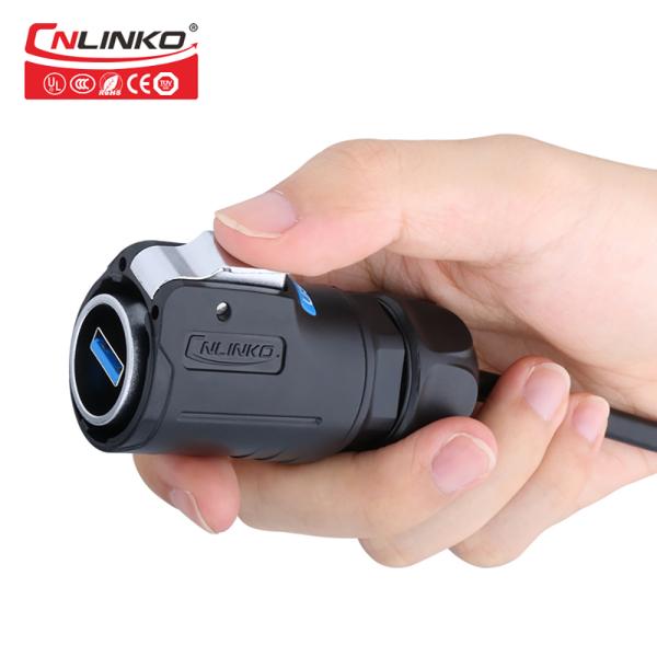 USB Plug Male Female USB3.0 Panel Mount Wall Mount Receptacle Dust Cover Waterproof IP68 LP24 Outdoor USB Connector
