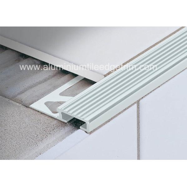 Architectural Aluminum Stair Nosing , Grooved Safety Tread Stair Nosings For Carpet