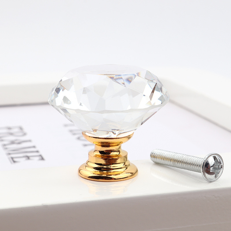 2025 Crystal Diamond Shape Kitchen Bedroom Hotel Cabinet Handles Knobs with Easy Installation