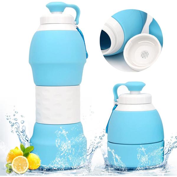 Bouteilles pliantes en silicone, résistantes aux fuites, réutilisables 580 ml