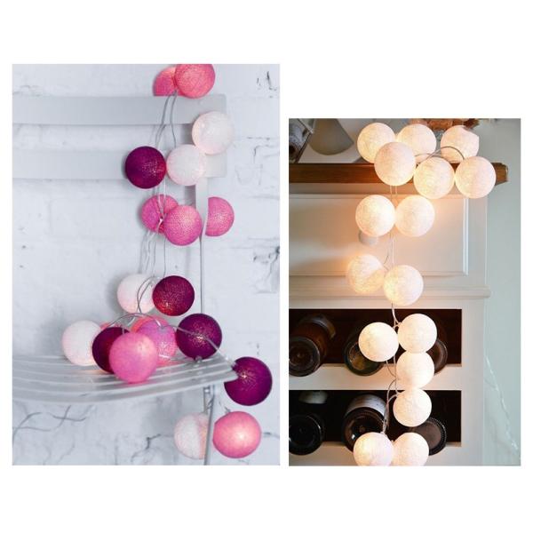 LED Cotton Balls Fairy Lights Battery Operated Wool Balls String Light Variable Length for Bedroom Party Garden Indoor Wedding