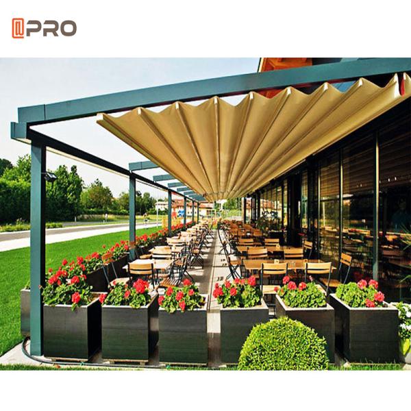 Water Resistant UV Rays Retractable Sun Shade For Pergola