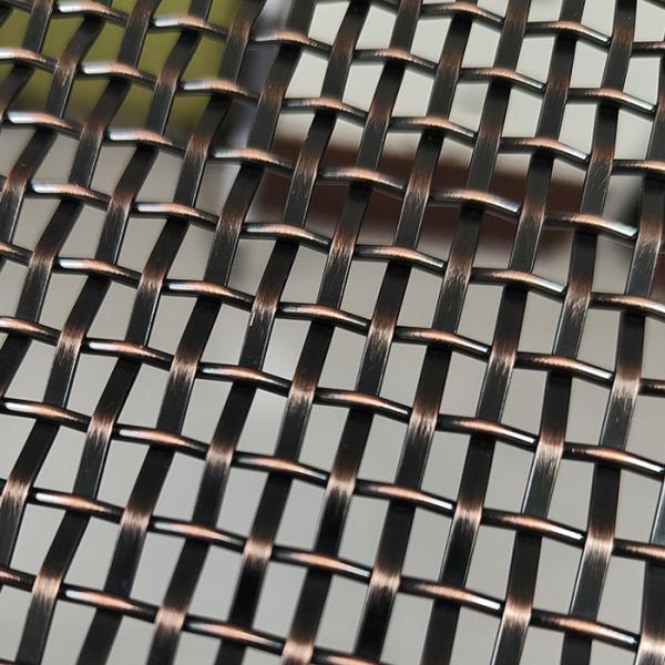 Decorative Antique Brass Copper Plated Stainless Steel Crimped Flat Wire Mesh  Interior Grilles For Building Facade Partition Divider  Curtain Wall