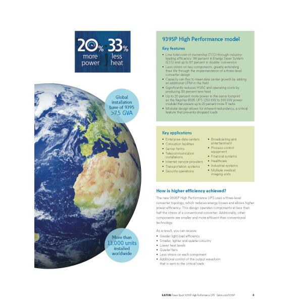 Eaton Power Xpert 9395 200KVA 250KVA 300KVA 400KVA 500KVA 550KVA 600KVA 3-фазная система онлайн-УПС