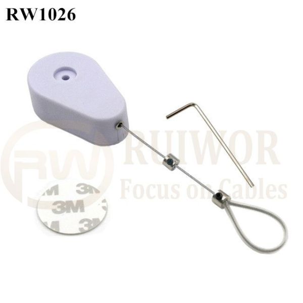 RW1026 Drop-Shaped Retractable Security Tether Plus Adjustable Stainless Steel Wire Loop Coated Silicone Hose