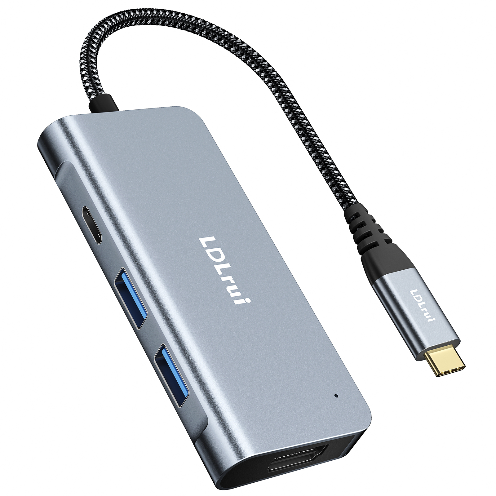Portable USB C Multiport Hub Compact 4 In 1 USB C Hub 4K HDMI 100W PD Charging 2 USB C 5Gbps Data Ports
