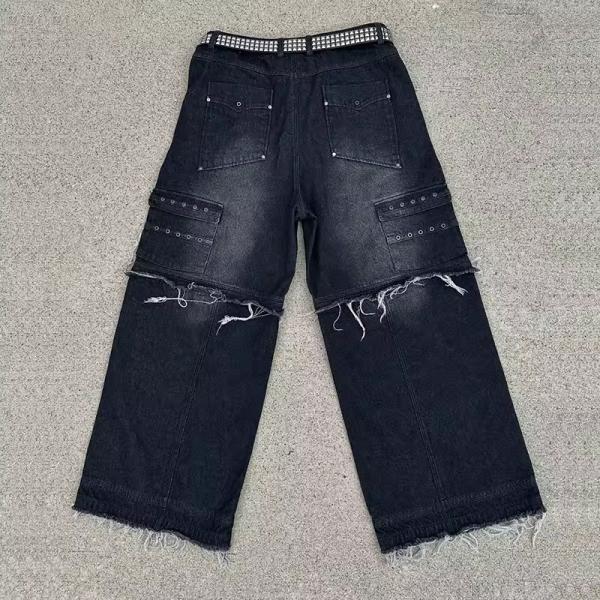 Fabricant de jeans personnalisés jeans baggy personnalisés Mid Taist 100% coton jeans logo en relâchement pour hommes