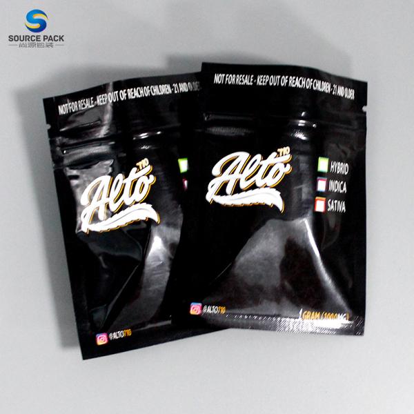 Black Color Weed Packaging Bag Heat Seal Candy Bags 3.5g Smell Proof