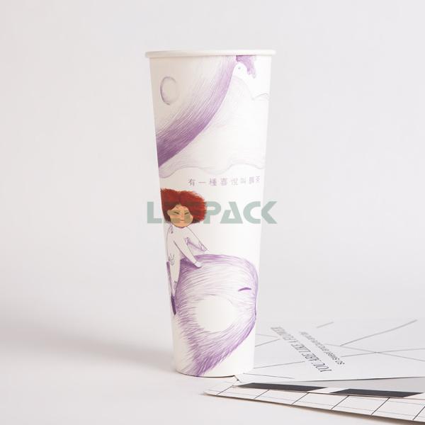 Small pretty waist single wall hot paper cup custom pattern milk tea paper cup,wood pulp and food grade PE film