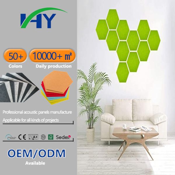 Eco Friendly Hexagonal Acoustic Wall Panels For Office Space 1200g/sqm Density