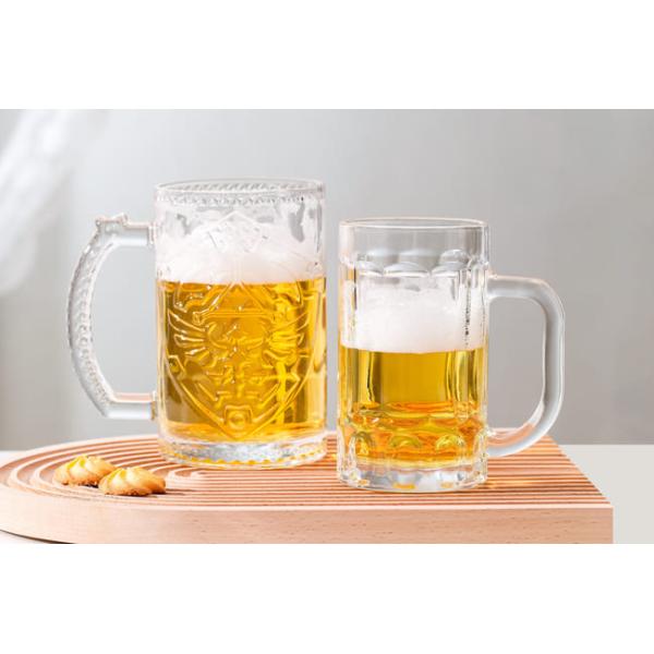 Embossed 13oz Glass Drinking Cups Transparent 370ml Lead Free Engraved Beer Steins