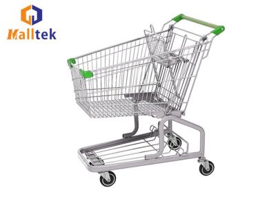 Steel Grocery Mall German Style Trolley , Metal Shopping Cart With Seat Wheels
