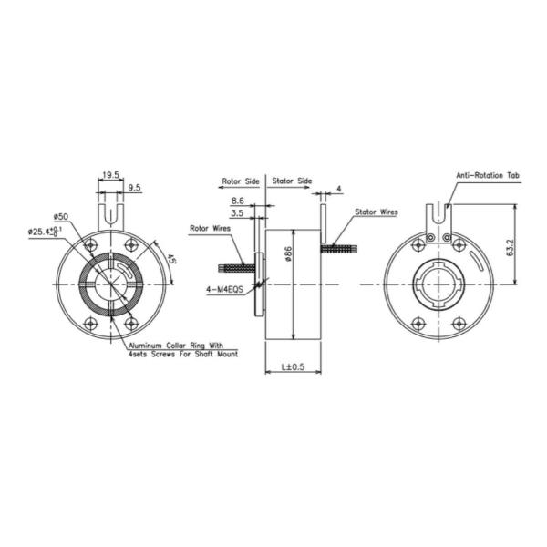 Antenna Hollow Shaft Slip Ring with 1 Inch Through Hole 500RPM Rotation Speed