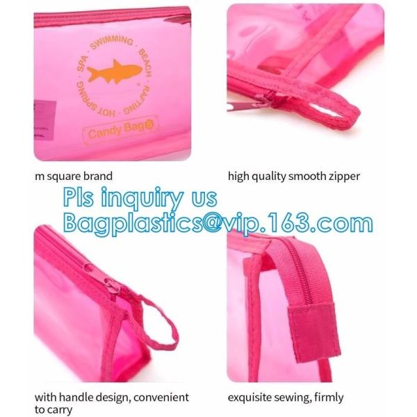 grip slider bags, Stand Up Cosmetic Pouch with Slider Zipper Closure, PVC HEAT SEALED BAG WITH SLIDER ZIPPER