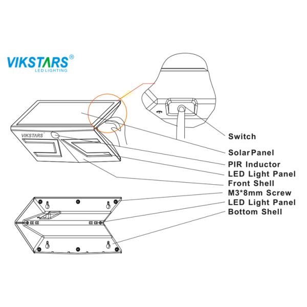 Свет 4pcs RGB IP65 6000K стены СИД DC 3.2V двора солнечный приведенный в действие