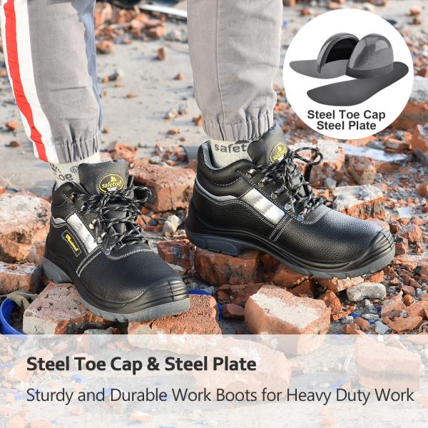 SAFETOE Safety Shoes Work Boots PU Unisex Womens Steel Toe Boots