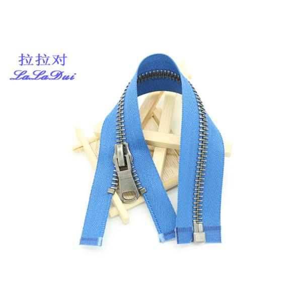 Silver Brass Teeth 25 Inch Metal Separating Zipper Customized For Sweater / Coats